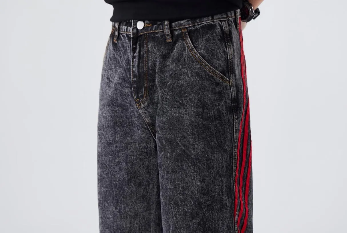 Men's Baggy Jeans Y2K Vintage Distressed Ripped Wide Leg Denim Pants Hip Hop Casual Loose Fit Streetwear Trousers