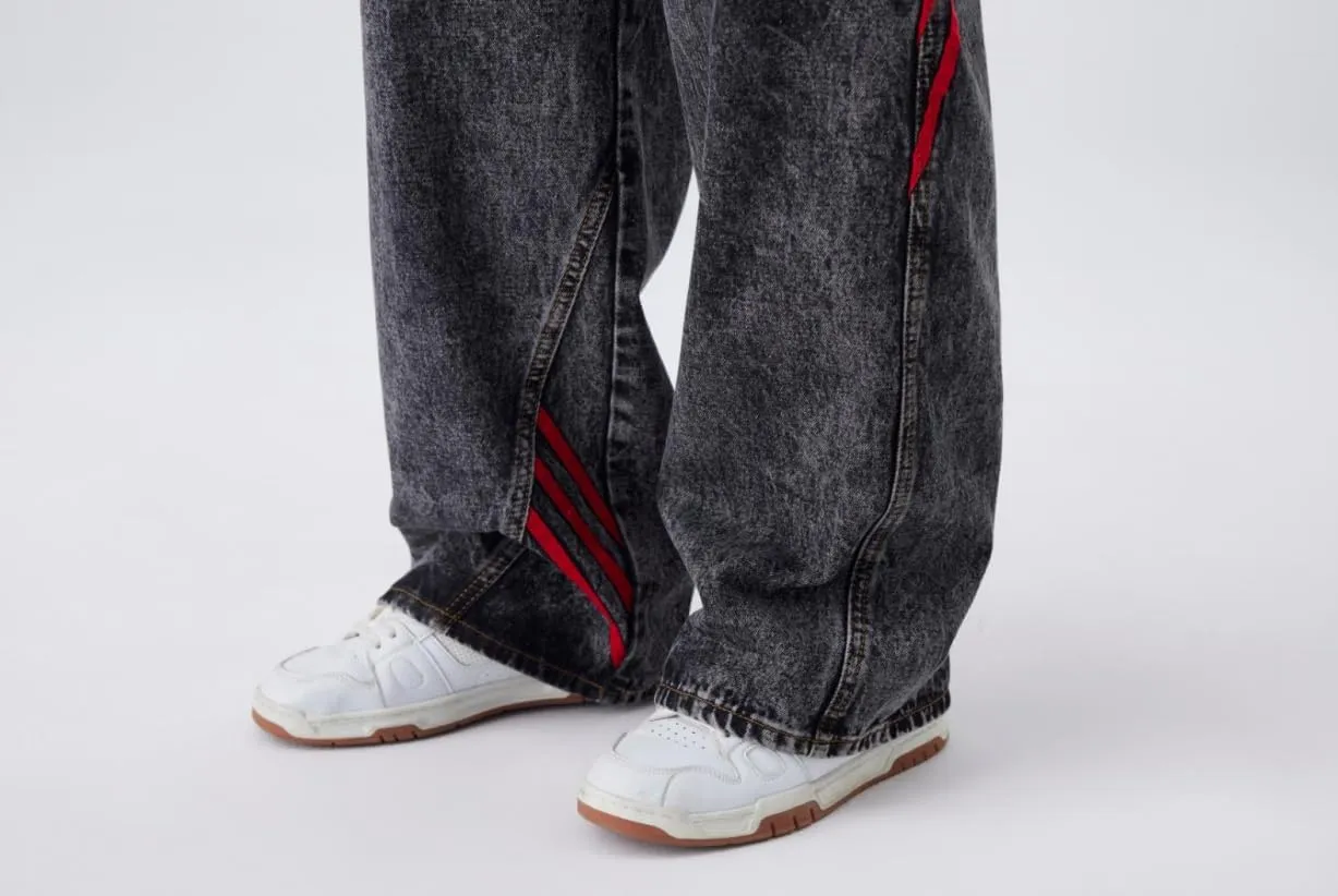 Men's Baggy Jeans Y2K Vintage Distressed Ripped Wide Leg Denim Pants Hip Hop Casual Loose Fit Streetwear Trousers