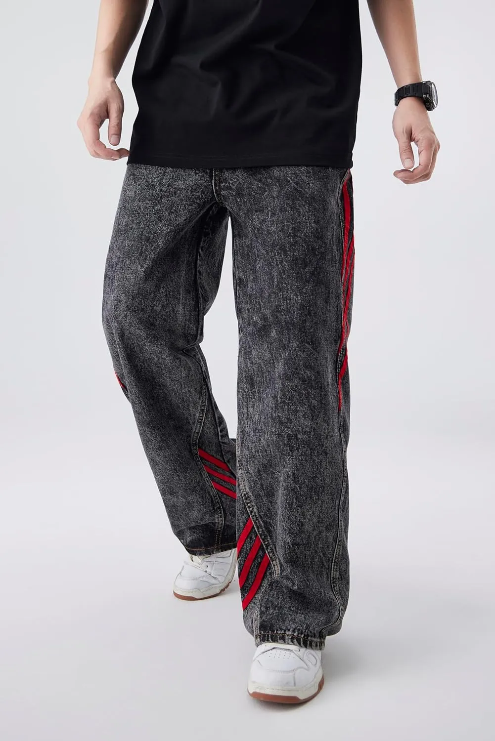 Men's Baggy Jeans Y2K Vintage Distressed Ripped Wide Leg Denim Pants Hip Hop Casual Loose Fit Streetwear Trousers