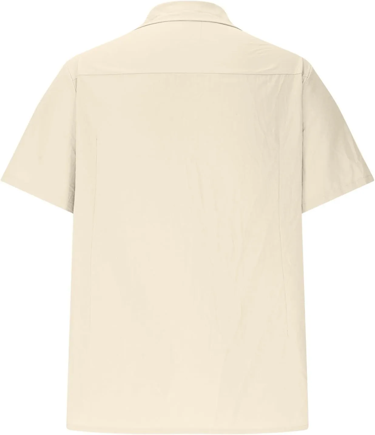 Men's Beach Hippie T-Shirts Summer Fashion Solid Color Lapel Short Sleeve Tops Plus Size Loose Fit Vacation Blouse