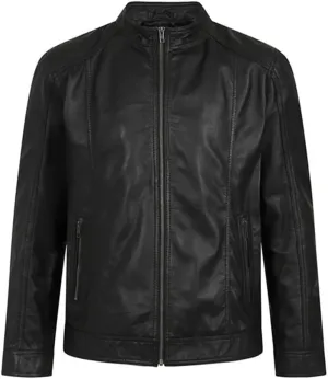 Men's Black Leather Zip-Up Jacket, Biker Style | Moto Racer Men's Black leather jacket