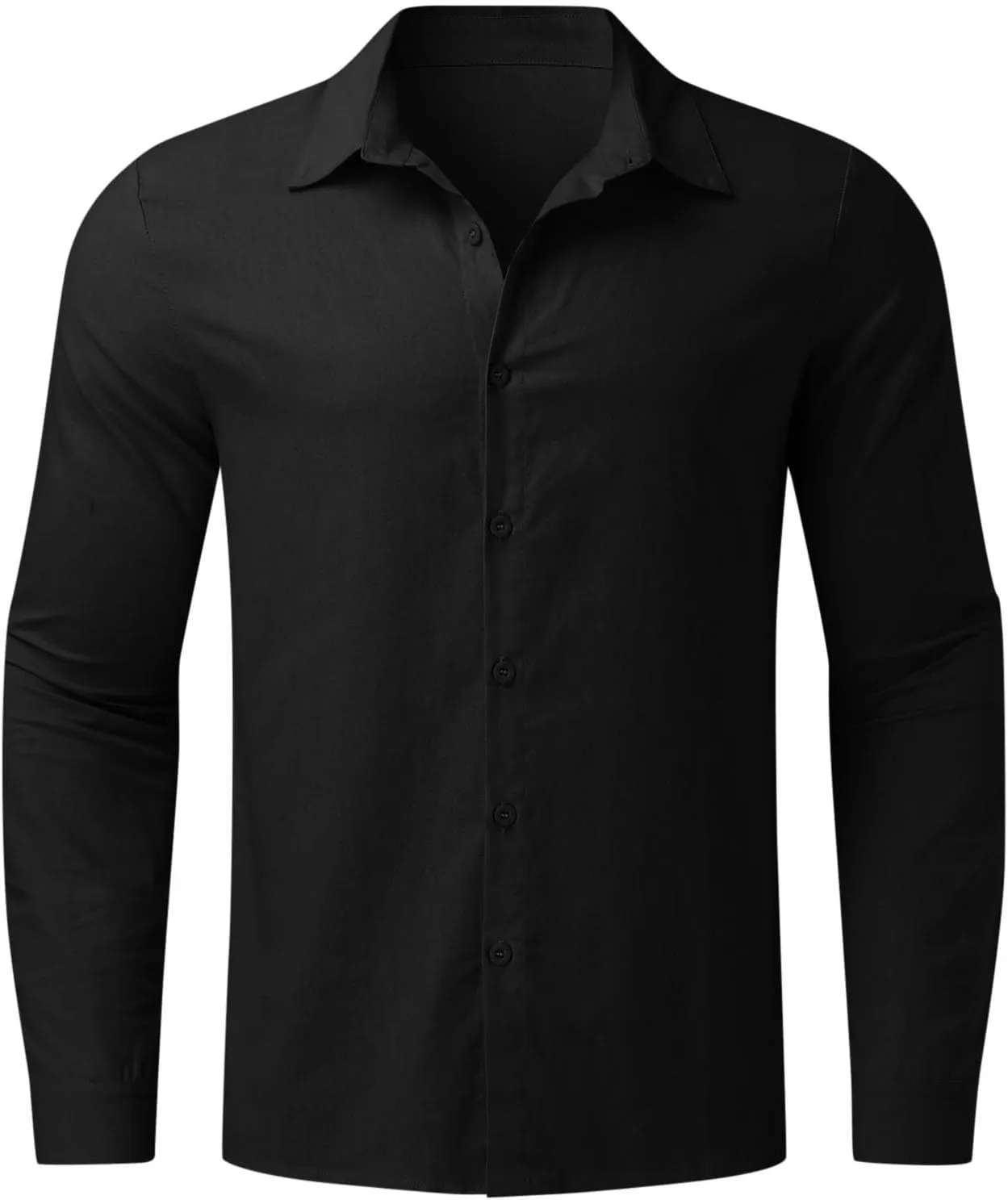 Mens Cotton Linen Shirts Long Sleeve Casual Shirt Summer Buttons Down Solid Plain Roll Up Sleeve Summer Beach