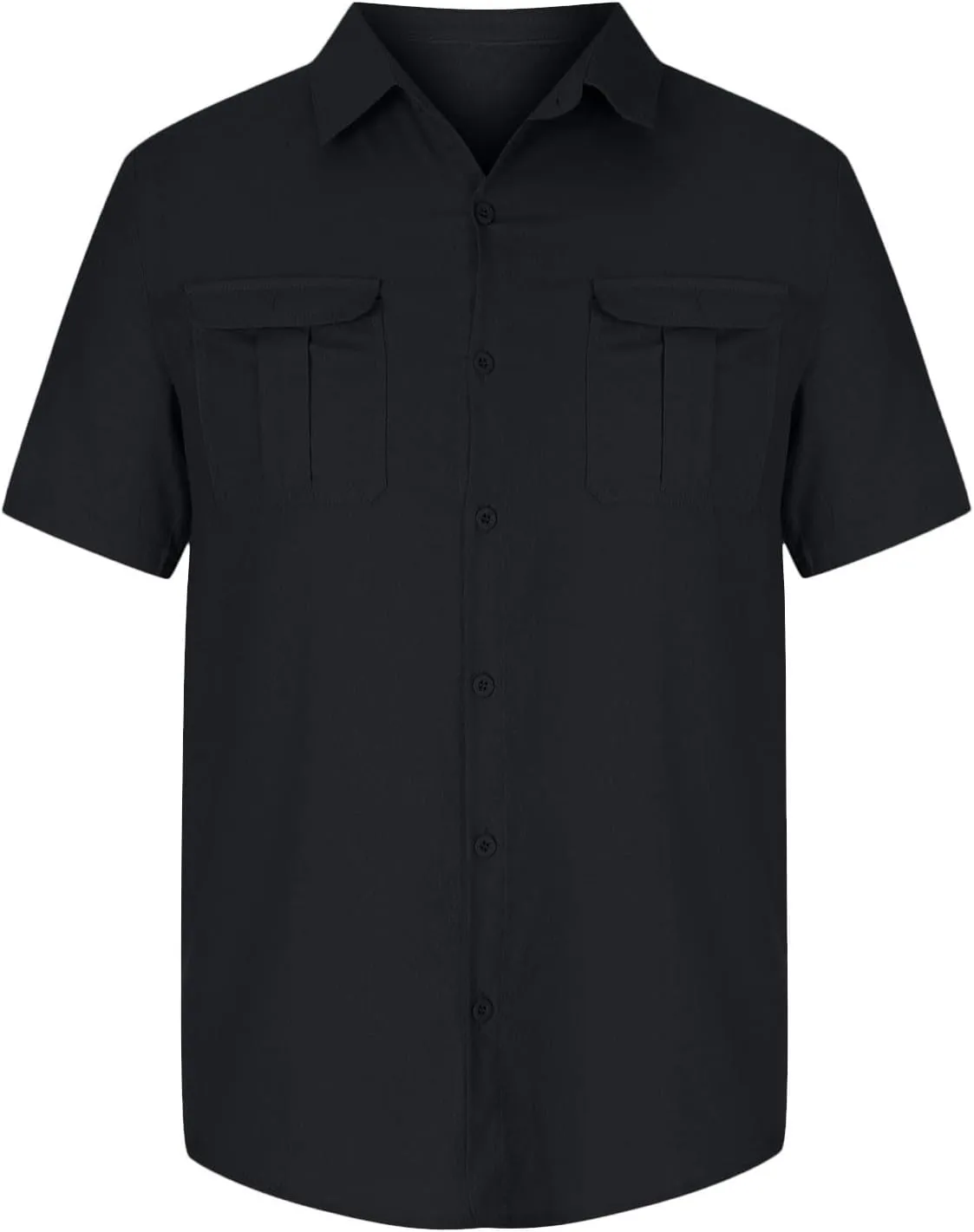 Men's Cotton Linen Tops Summer Solid Short Sleeve Button Down Blouse Casual Fashion Lightweight Shirt with Pockets