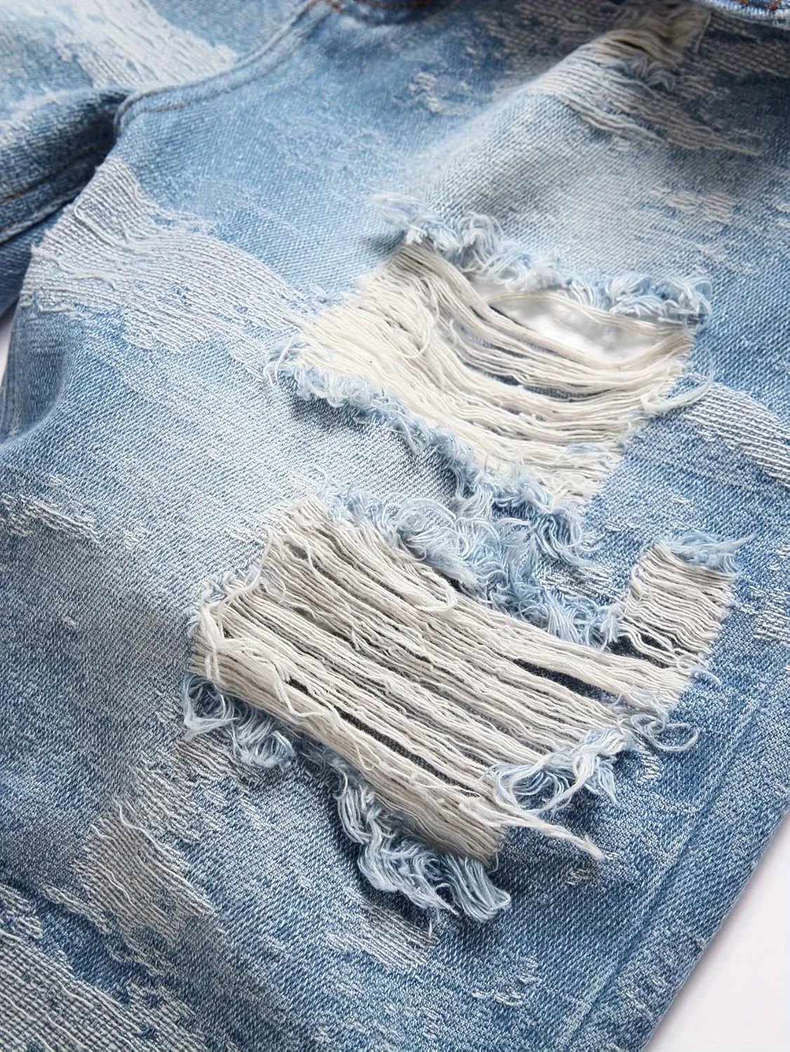 Men's Denim Shorts with 5 Point Torn Buttons Casual Classic Version Summer Fashion Washed and Vintage Style