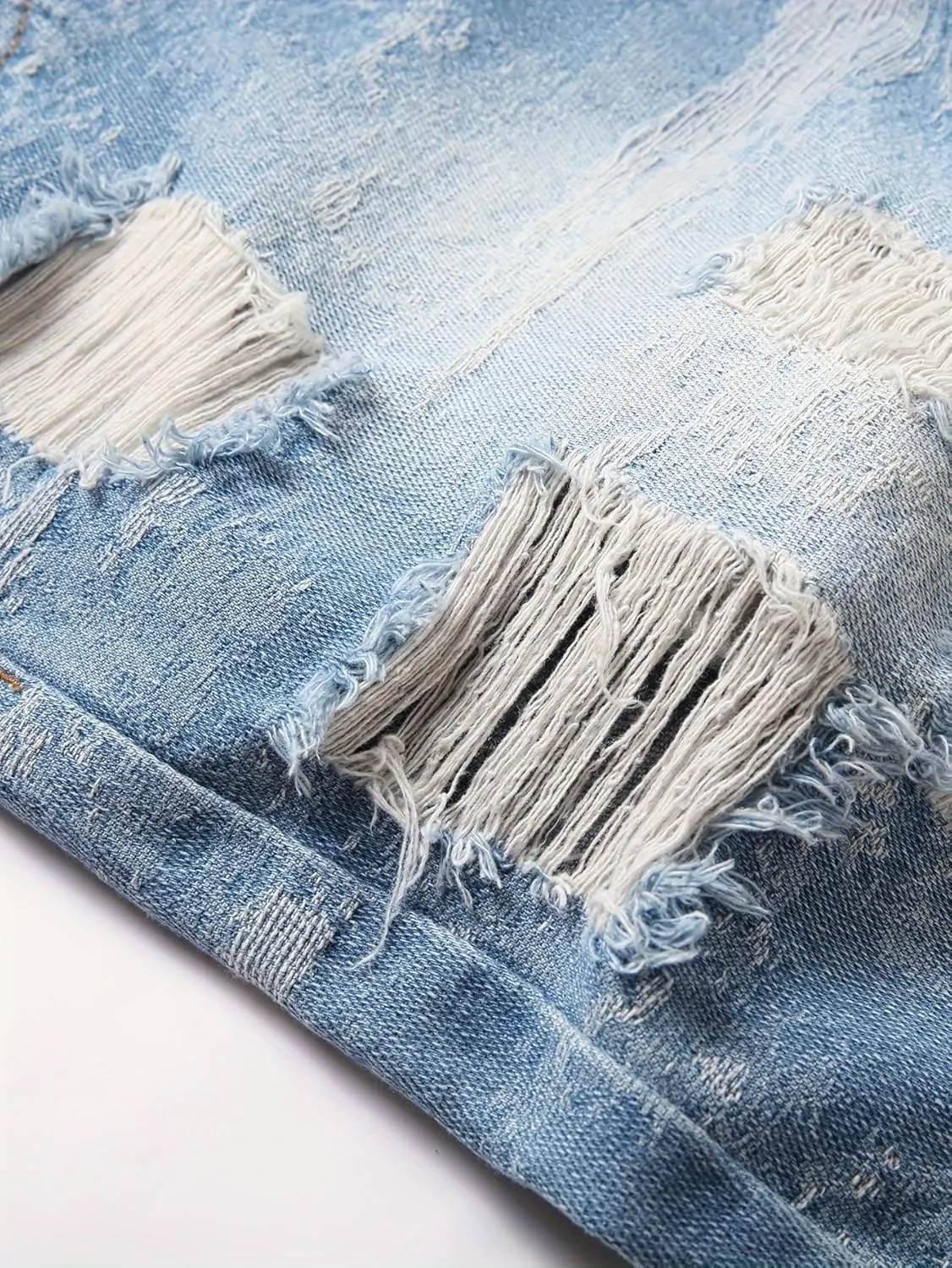 Men's Denim Shorts with 5 Point Torn Buttons Casual Classic Version Summer Fashion Washed and Vintage Style