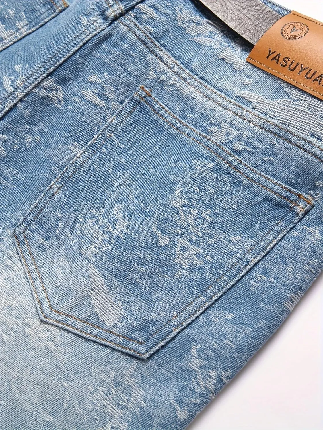 Men's Denim Shorts with 5 Point Torn Buttons Casual Classic Version Summer Fashion Washed and Vintage Style