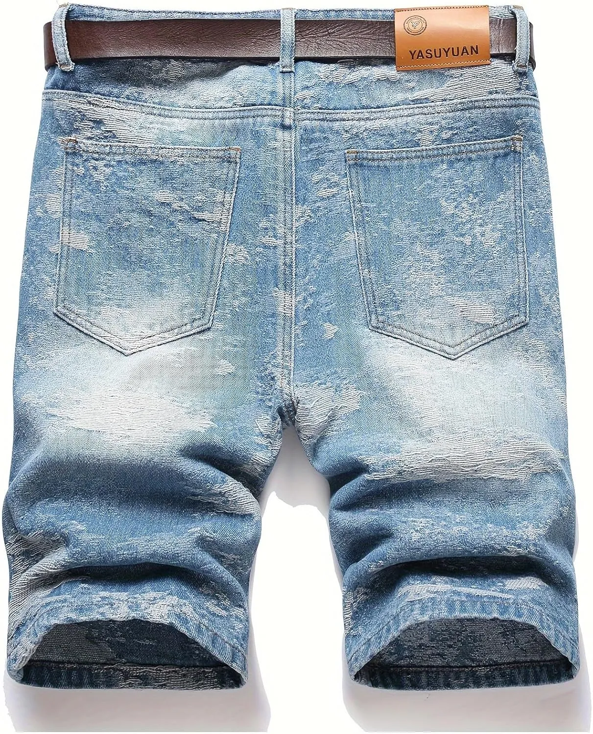 Men's Denim Shorts with 5 Point Torn Buttons Casual Classic Version Summer Fashion Washed and Vintage Style