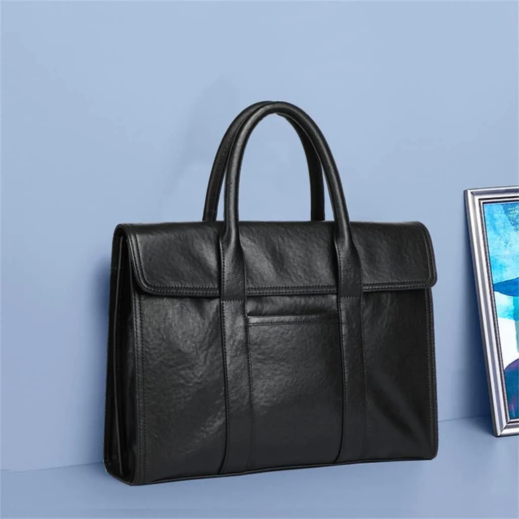 Men's Handbag Leather Business Briefcase Large Capacity Computer Bag Cowhide Office Bag Men