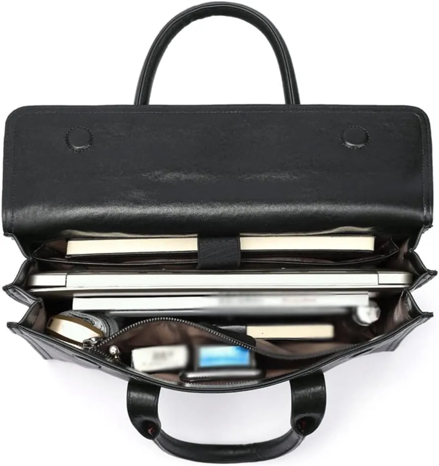 Men's Handbag Leather Business Briefcase Large Capacity Computer Bag Cowhide Office Bag Men