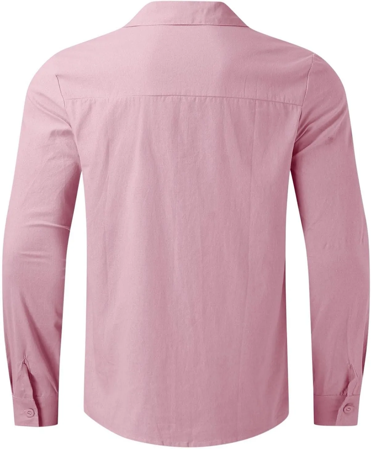 Men's Linen Long Sleeve Button Down Shirts Color Pocket Long Sleeve Shirt Top Long Sleeve Shirts Beach Shirts for