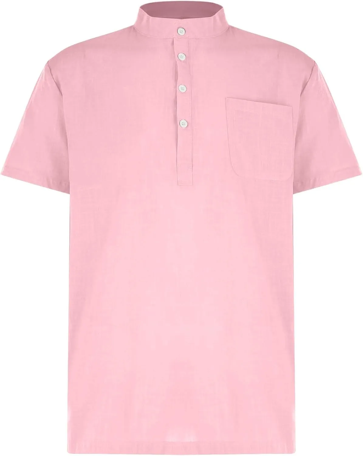Men's Linen Shirts Short Sleeve Button Down Shirt Lightweight Summer Shirts Casual Vacation Beach Tops with Pockets