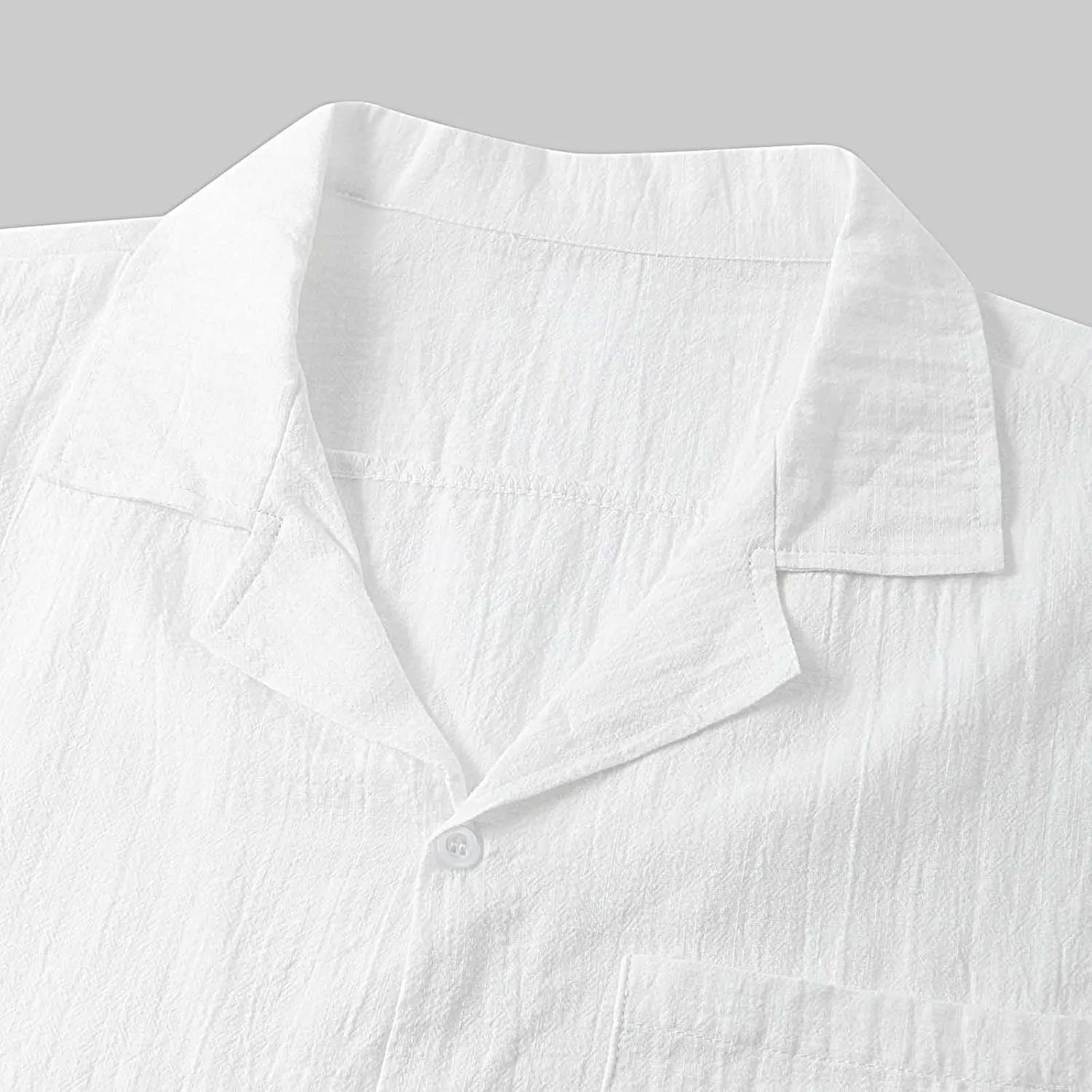 Men's Linen Shirts Slim Fit Button Down Lapel Solid Color Shirt Tops Trendy Short-Sleeve 2025 Summer Beach Outfits