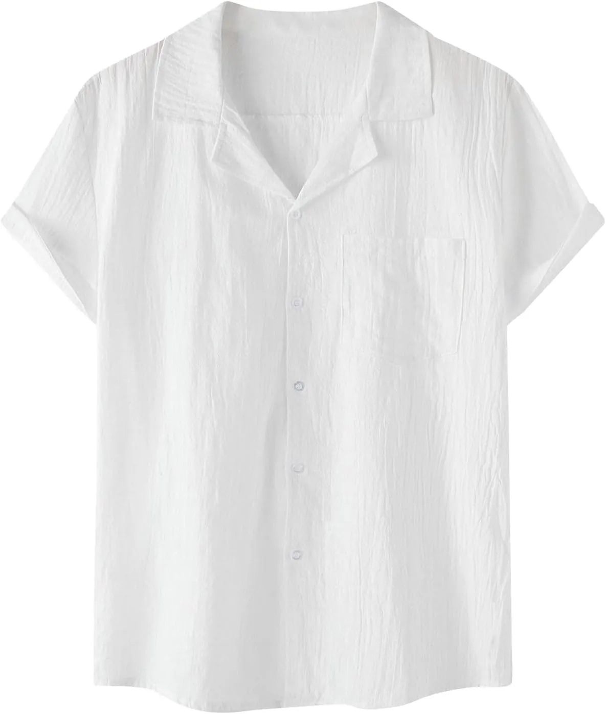 Men's Linen Shirts Slim Fit Button Down Lapel Solid Color Shirt Tops Trendy Short-Sleeve 2025 Summer Beach Outfits