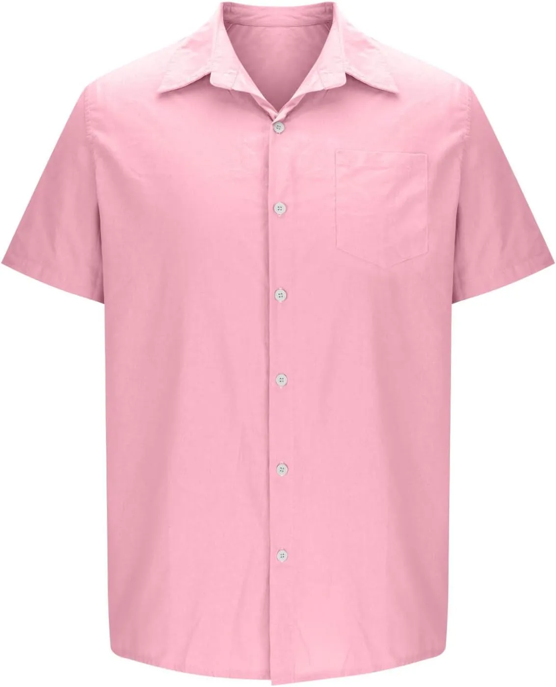Men's Linen Shirts Summer Solid Color Short Sleeve Tops with Pockets Casual Stylish Lightweight Dress Beach Blouse