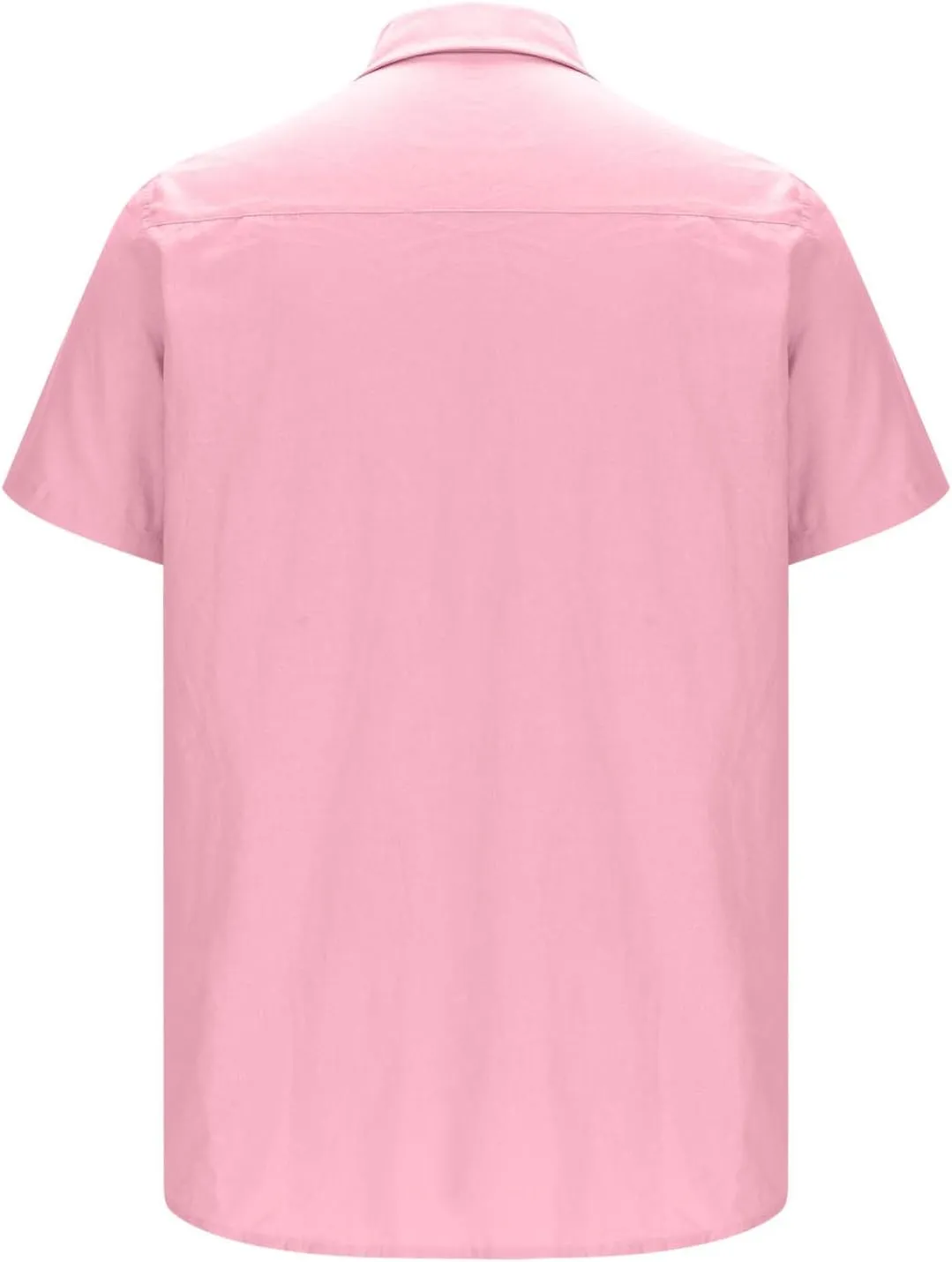 Men's Linen Shirts Summer Solid Color Short Sleeve Tops with Pockets Casual Stylish Lightweight Dress Beach Blouse