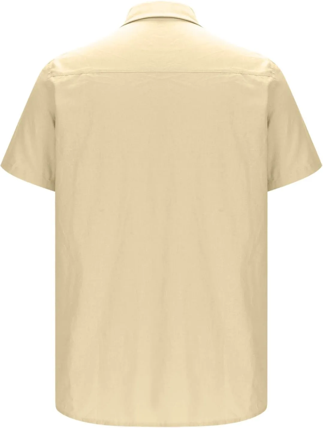 Men's Linen Shirts Summer Solid Color Short Sleeve Tops with Pockets Casual Stylish Lightweight Dress Beach Blouse