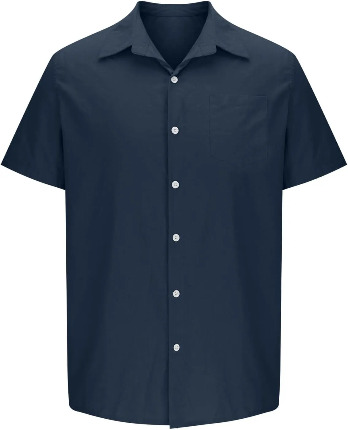 Men's Linen Shirts Summer Solid Color Short Sleeve Tops with Pockets Casual Stylish Lightweight Dress Beach Blouse