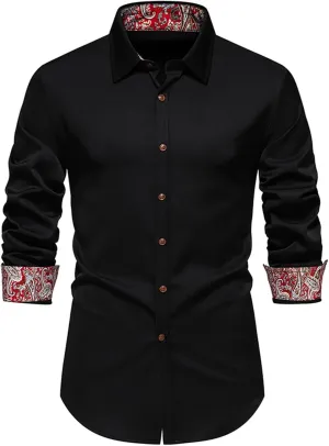 Mens Long Sleeve Shirts Casual 2024 Slim Fit Solid Color Cardigan Long Sleeve Shirt Shirts Men Tee Shirts Mens Day