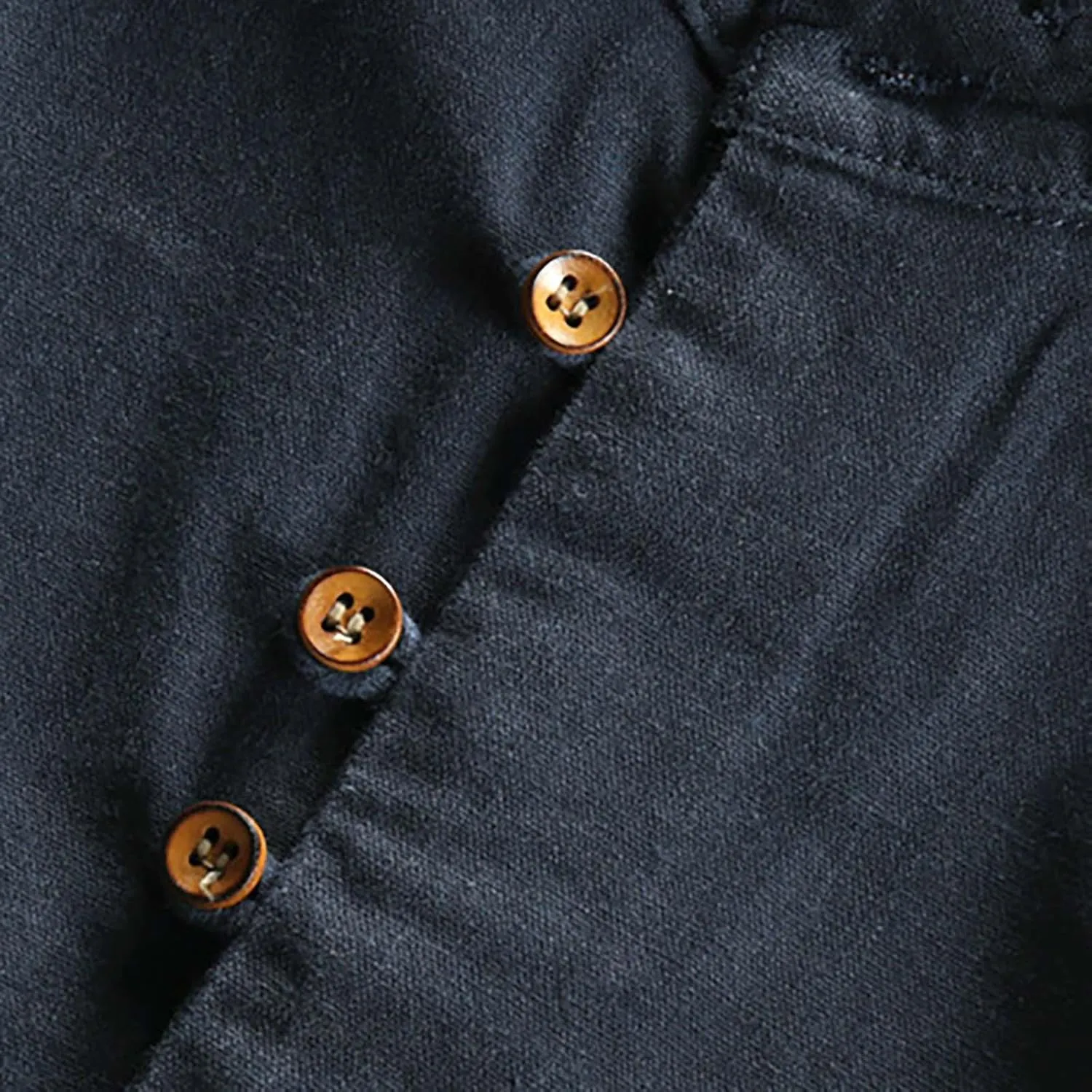 Men's Long Sleeved Shirt Casual Linen Retro Chinese Slim Stand Up Collar Slim Shirt Jacket Button Down Collar