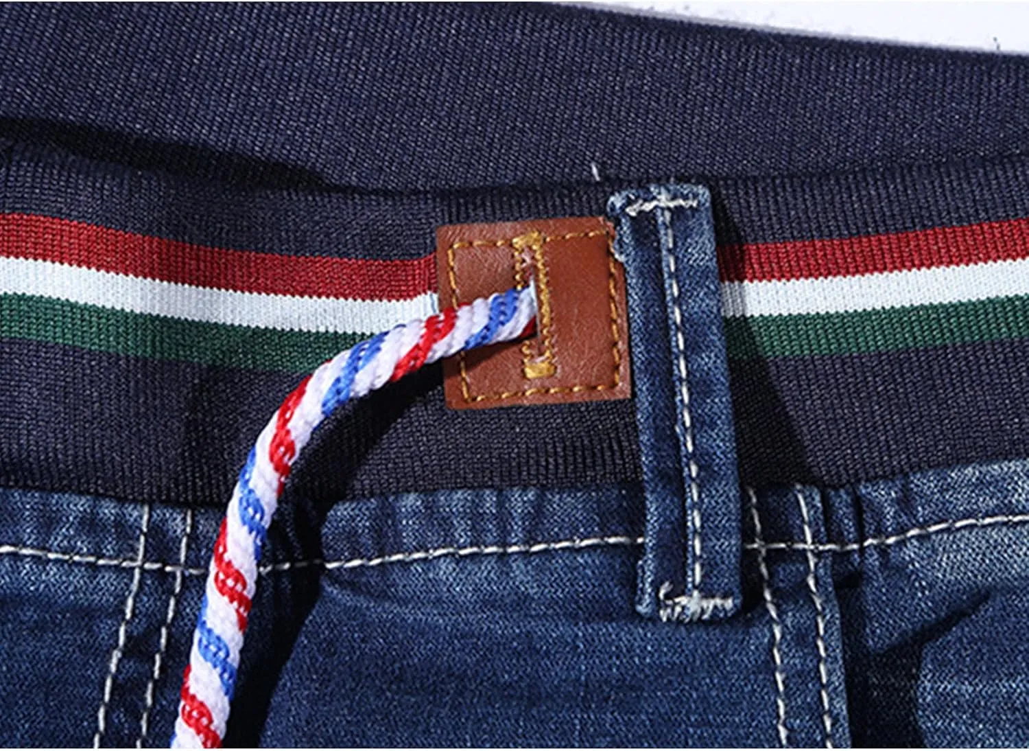 Mens Plus Size Relaxed Jeans Casual Elastic Waistband Baggy Denim Trousers Rugged Drawstring Loose Workwear Pants