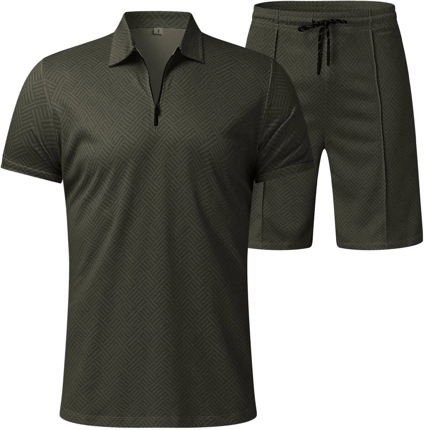 Men's Polo Shirt & Shorts Set, 2 Piece Solid Color Basic Outfits Fashion Summer Tracksuits Short Sleeve Casual Polo Suit