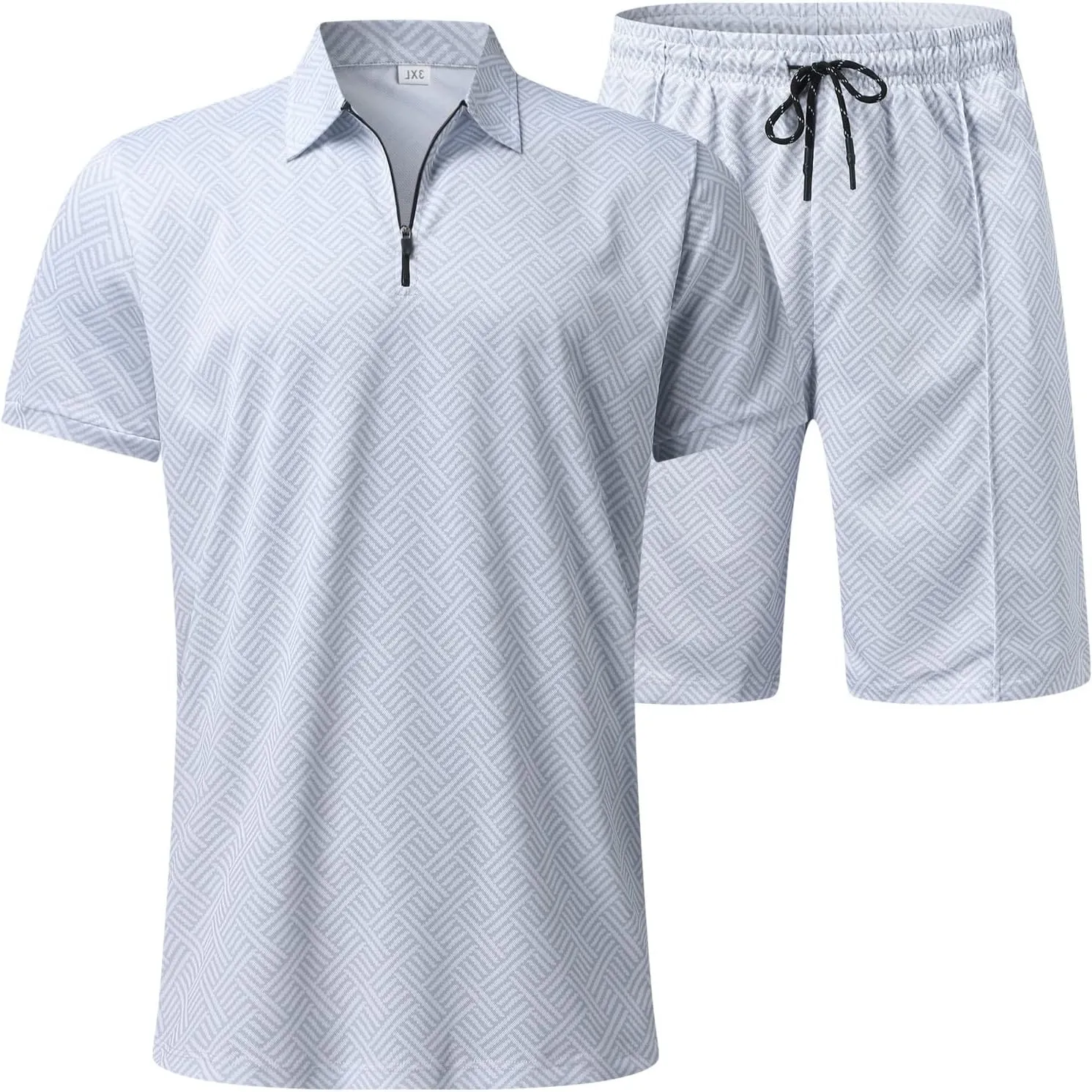 Men's Polo Shirt & Shorts Set, 2 Piece Solid Color Basic Outfits Fashion Summer Tracksuits Short Sleeve Casual Polo Suit