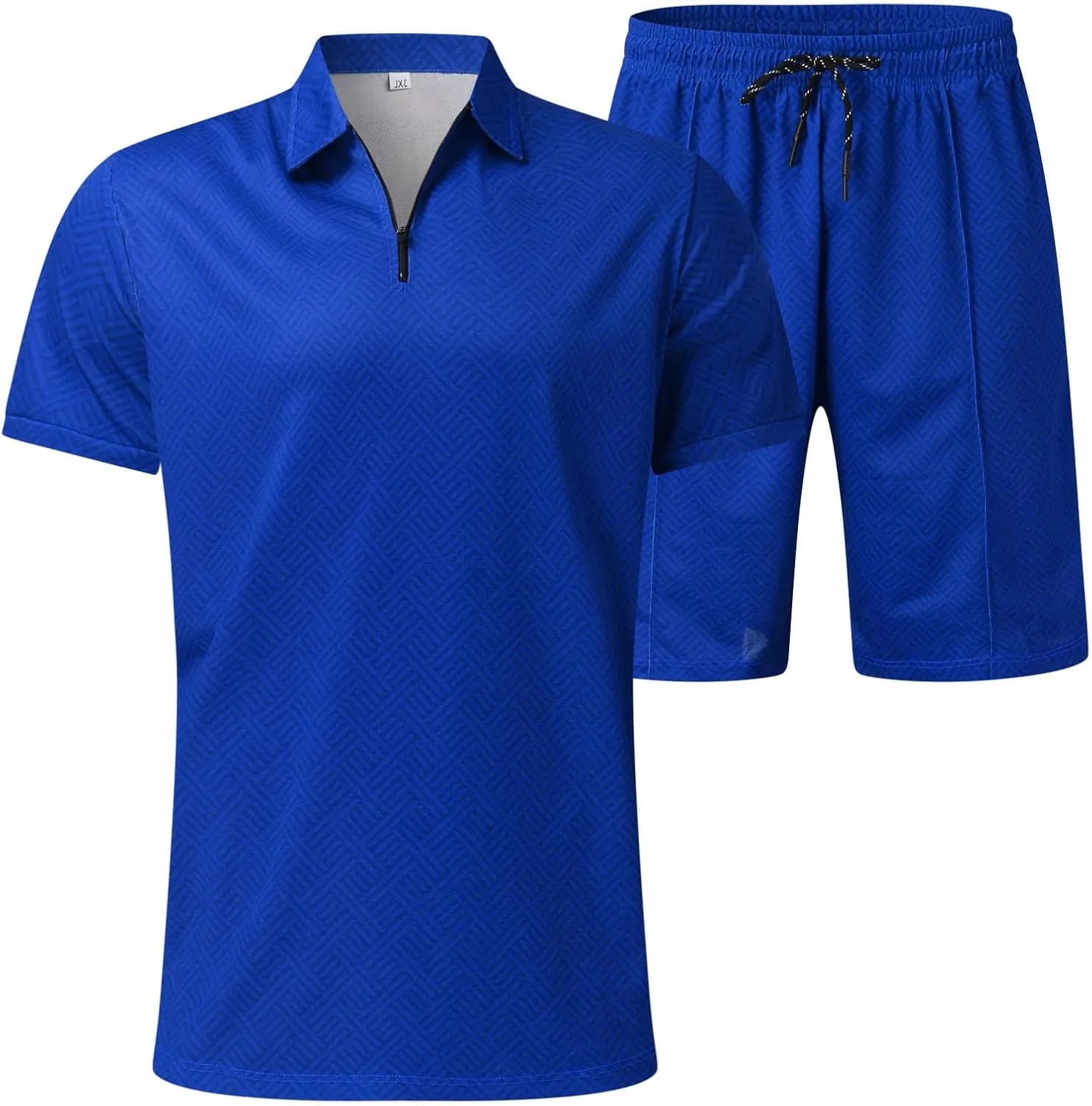 Men's Polo Shirt & Shorts Set, 2 Piece Solid Color Basic Outfits Fashion Summer Tracksuits Short Sleeve Casual Polo Suit