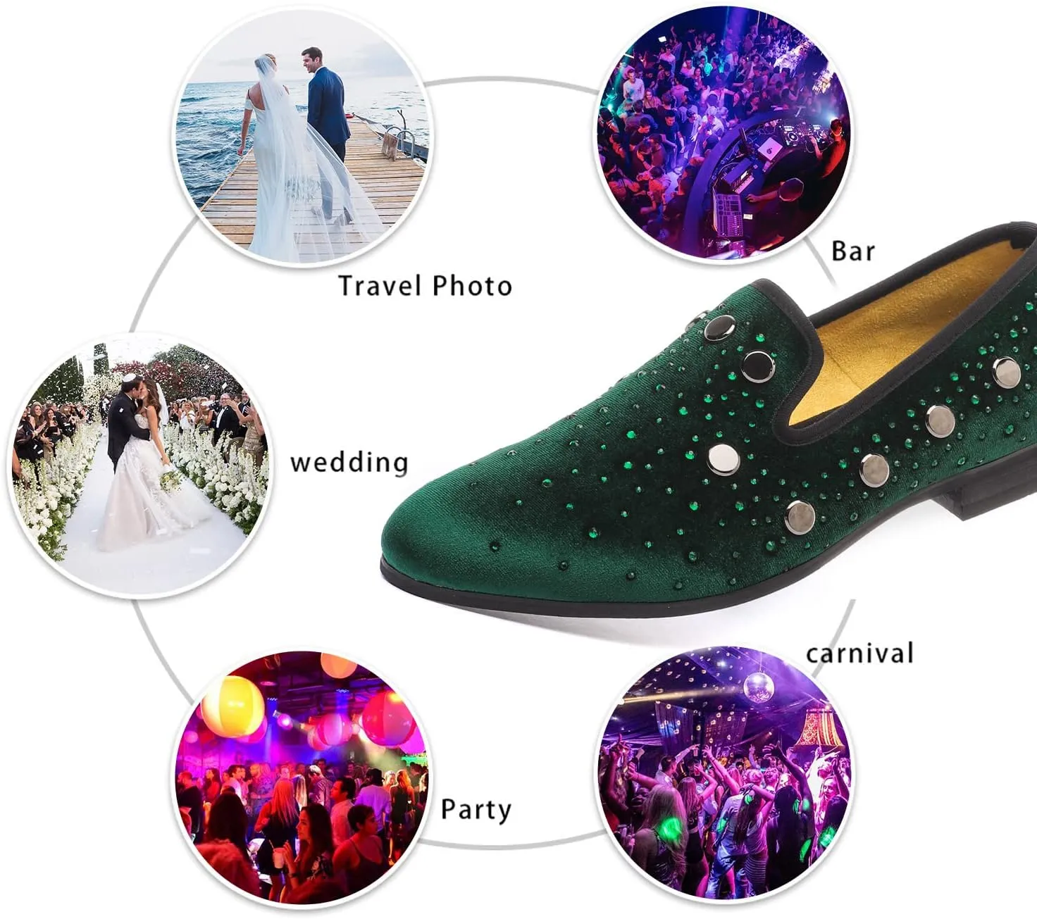 Mens Rhinestone Loafers Velvet Tuxedo Dress Shoes with Gold Plate Smoking Slippers Slip-On Penny Party Wedding Casual Shoes