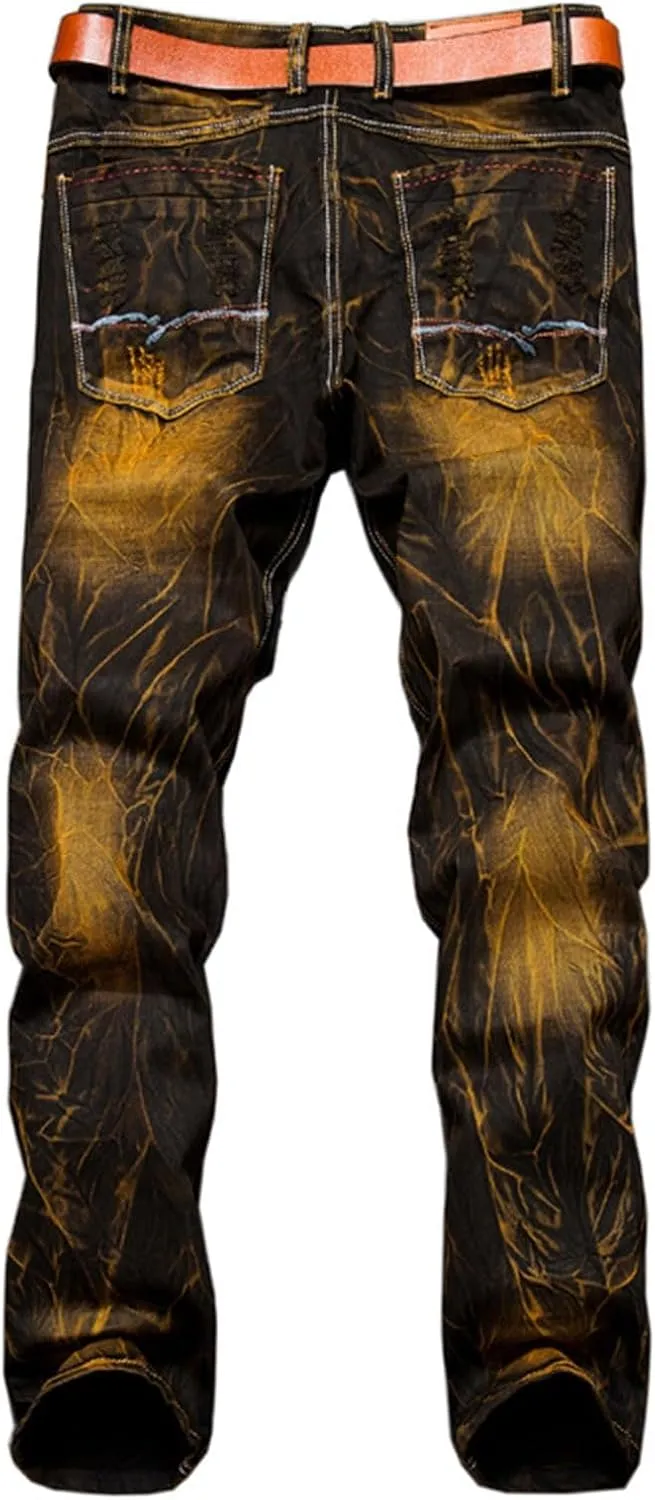 Men's Ripped Jeans Slim Fit Distressed Fashion Denim Jeans for Men
