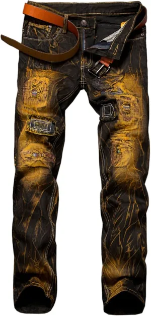 Men's Ripped Jeans Slim Fit Distressed Fashion Denim Jeans for Men