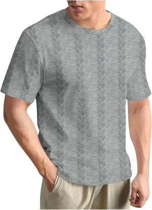 Mens Short Sleeve Shirts Casual Crewneck Textured T-Shirt Solid Color Moisture Wicking Pullover Tees Workout Summer 2025