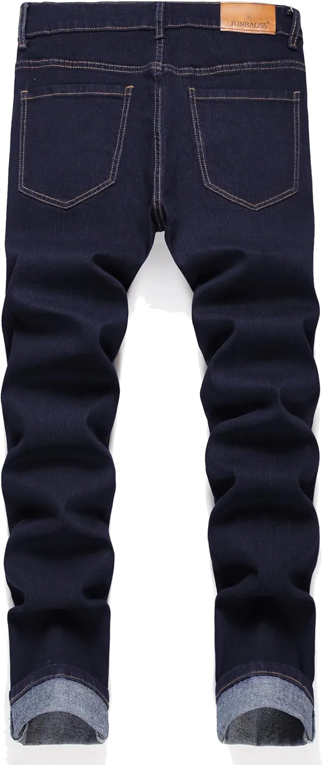 Men's Slim Fit Stretch Jeans Ripped Skinny Jeans for Men, Fashion Straight Leg Comfort Flex Waist Cargo Denim Pants