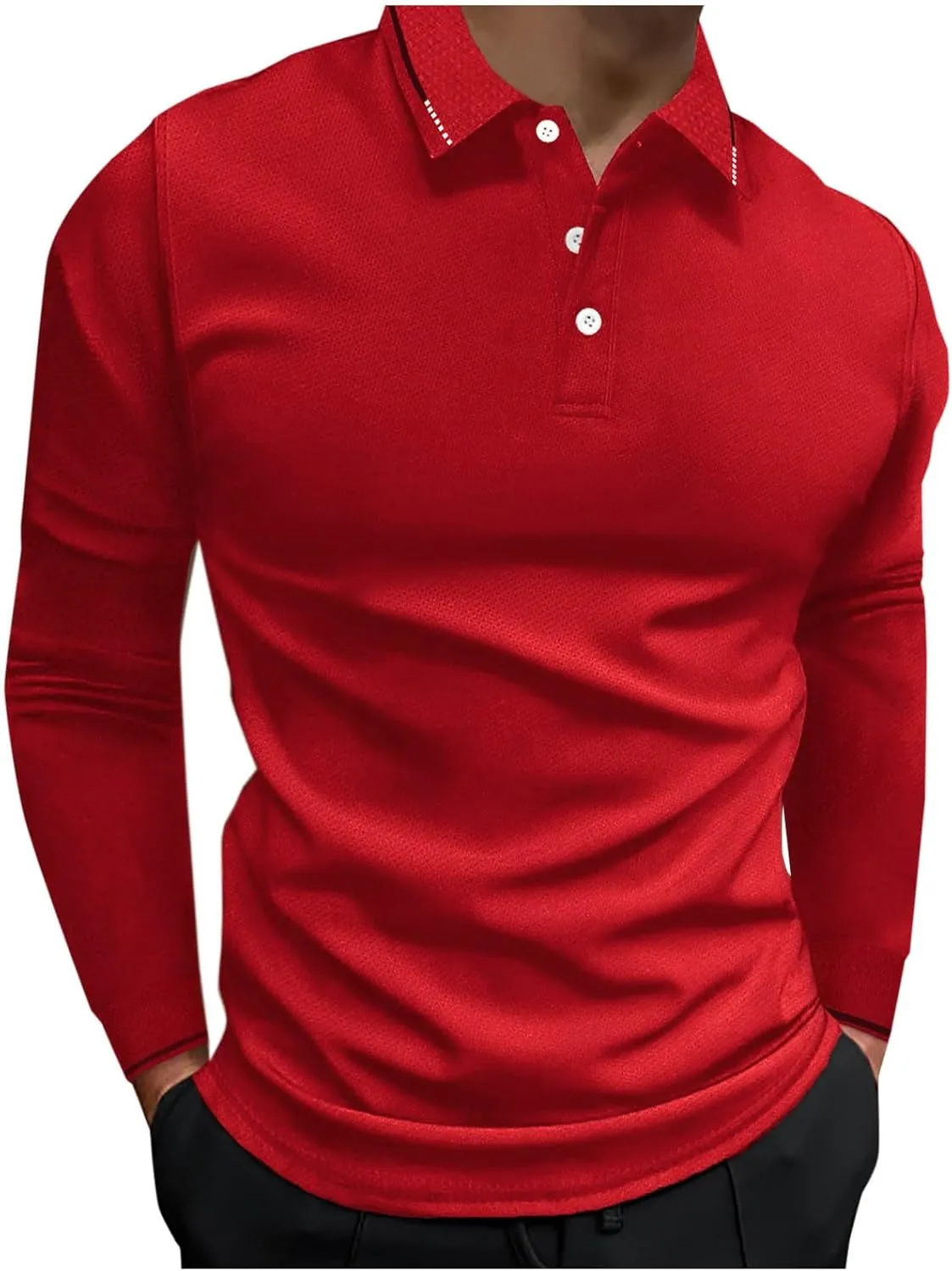 Mens Spring and Fall Slim Fit Gym T Shirts Casual Solid Color Polo Shirt Fashion Lightweight Lapel Tops Clothes