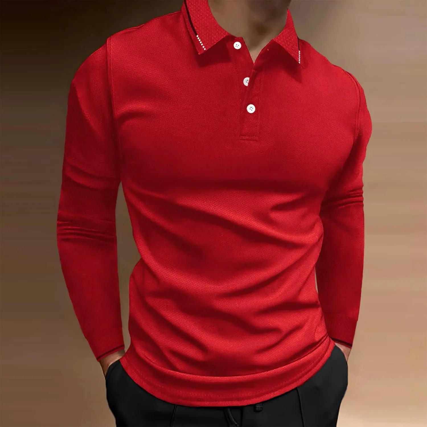 Mens Spring and Fall Slim Fit Gym T Shirts Casual Solid Color Polo Shirt Fashion Lightweight Lapel Tops Clothes