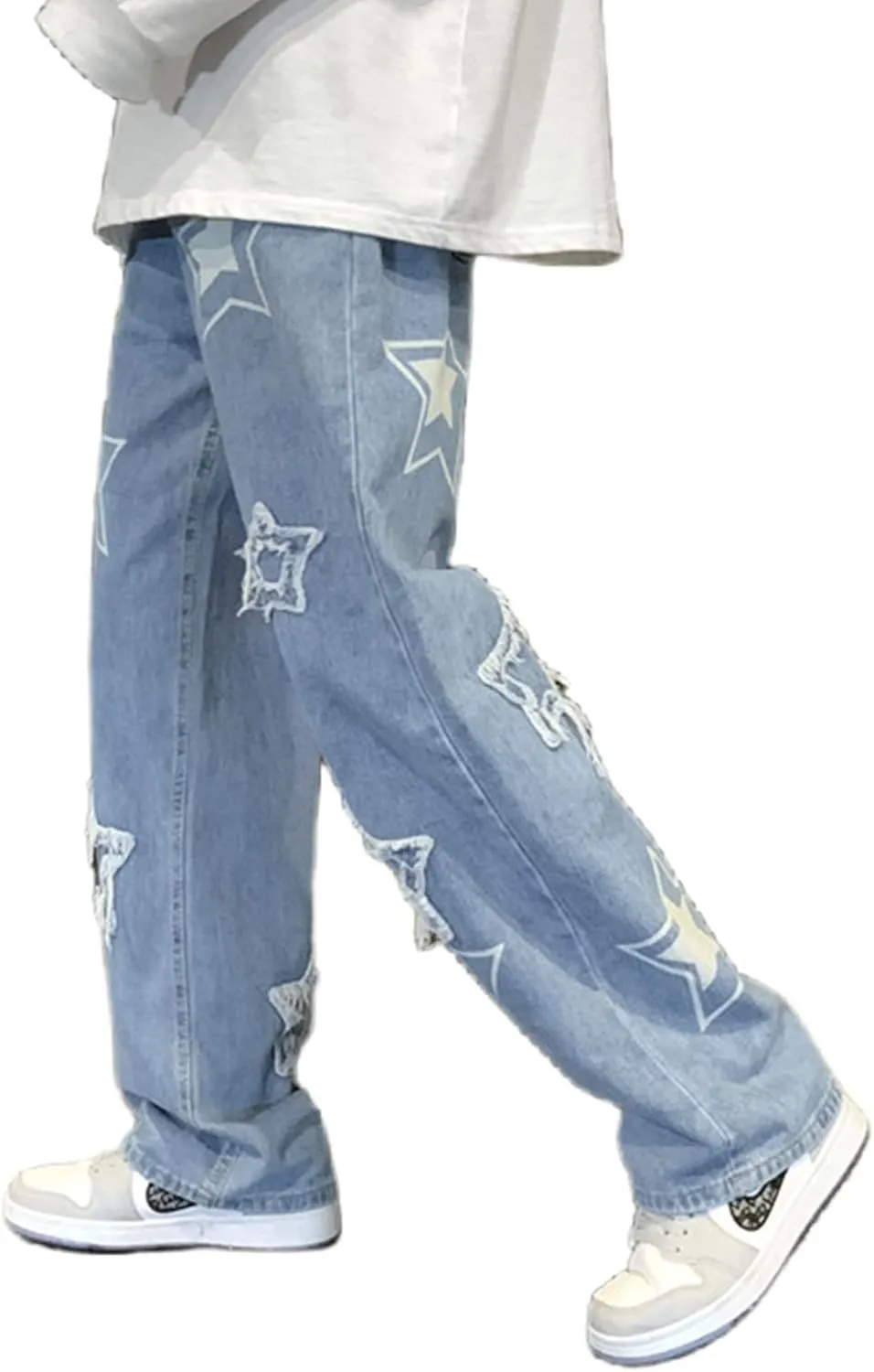 Men's Streetwear Jeans Y2K Hip Hop Jeans Casual High Waisted Wide Leg Baggy Embroidery Harajuku Denim Pants