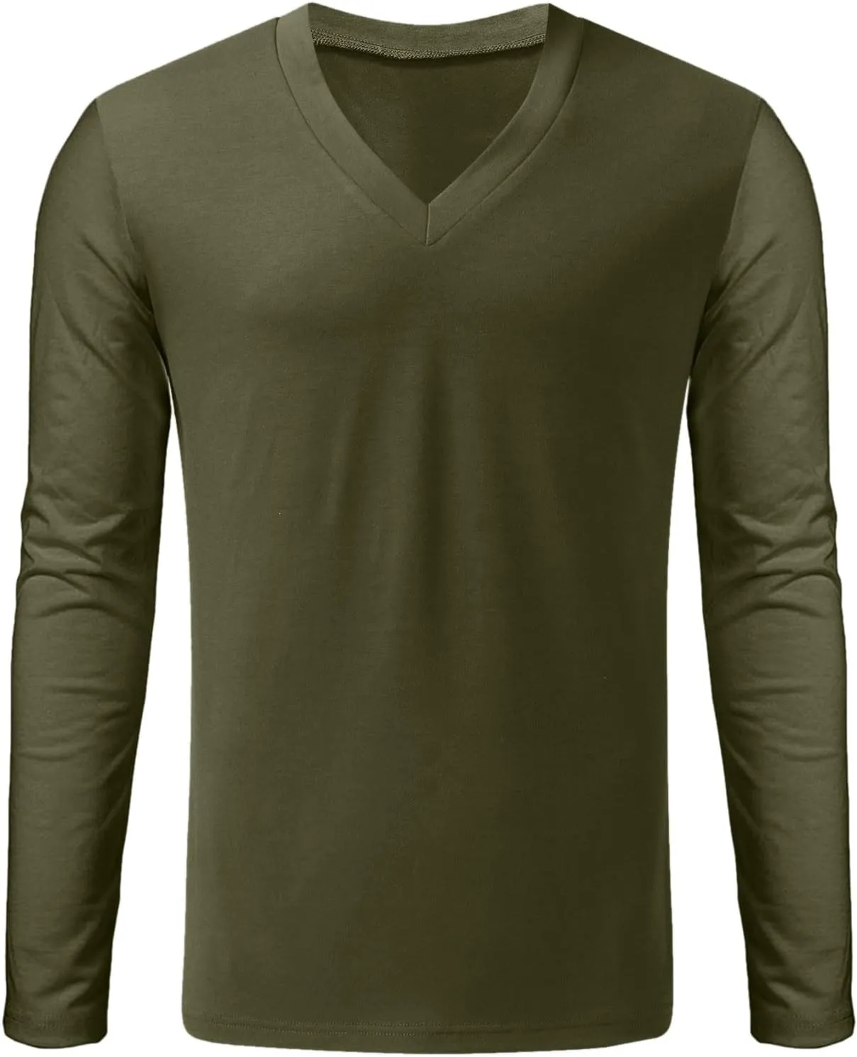 Men's Summer Shirts Long Sleeve Solid Color V Neck Blouse Solid Color Leisure Style Sport Pants Fresh Trendy Tee