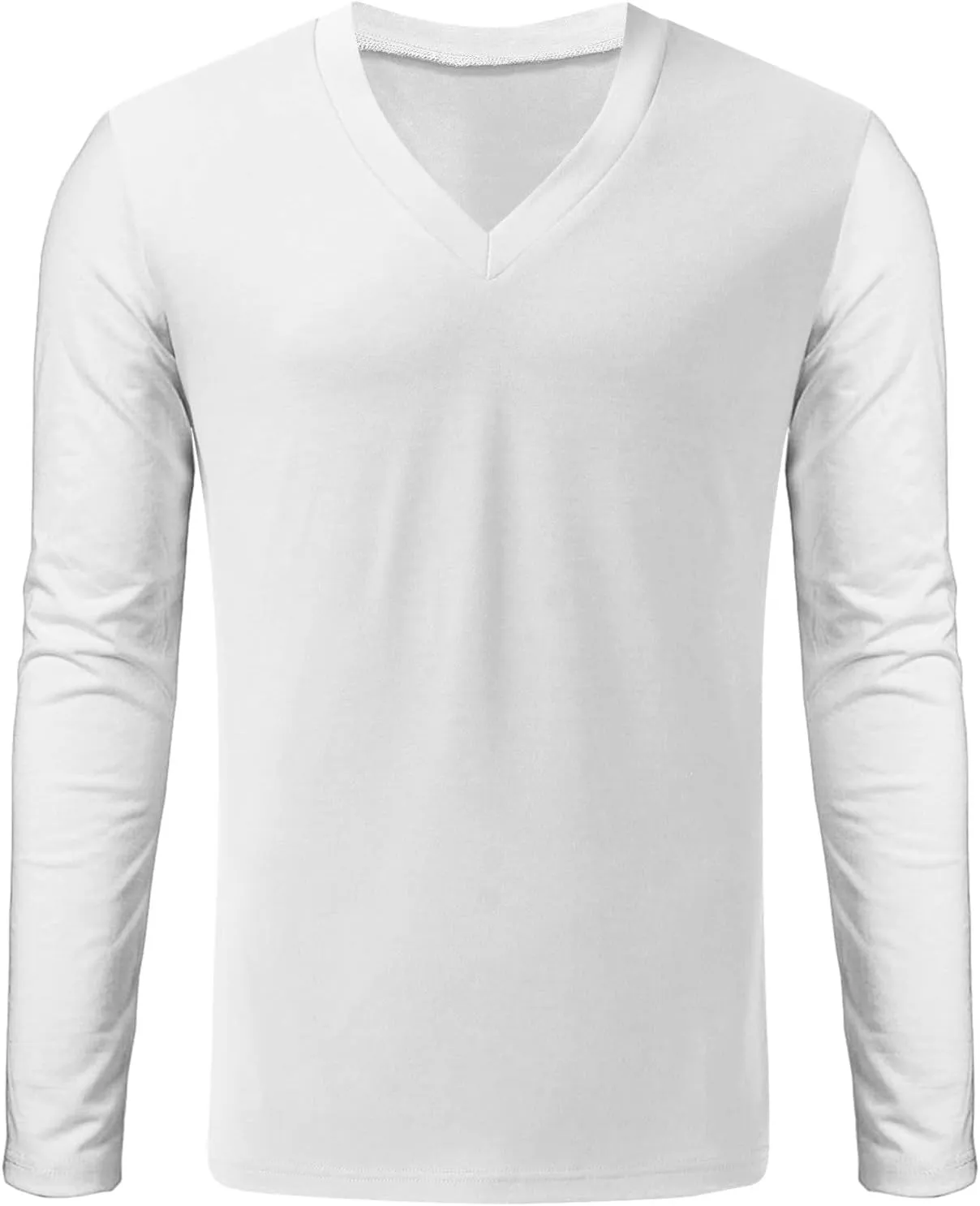 Men's Summer Shirts Long Sleeve Solid Color V Neck Blouse Solid Color Leisure Style Sport Pants Fresh Trendy Tee