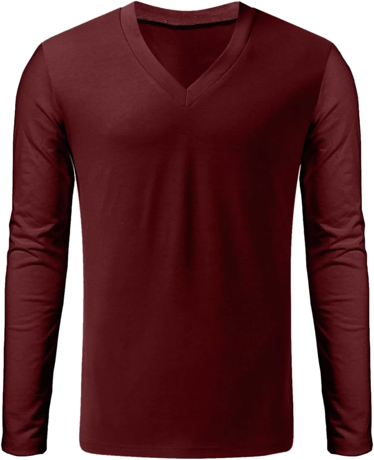 Men's Summer Shirts Long Sleeve Solid Color V Neck Blouse Solid Color Leisure Style Sport Pants Fresh Trendy Tee
