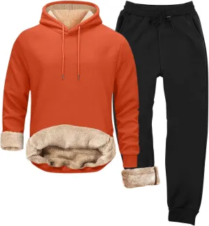 Mens Sweatsuits Fleece Sherpa Lined Tracksuits 2 Piece Warm Hoodie Sweatshirts Sweatpants Suit Set Trendy 2025