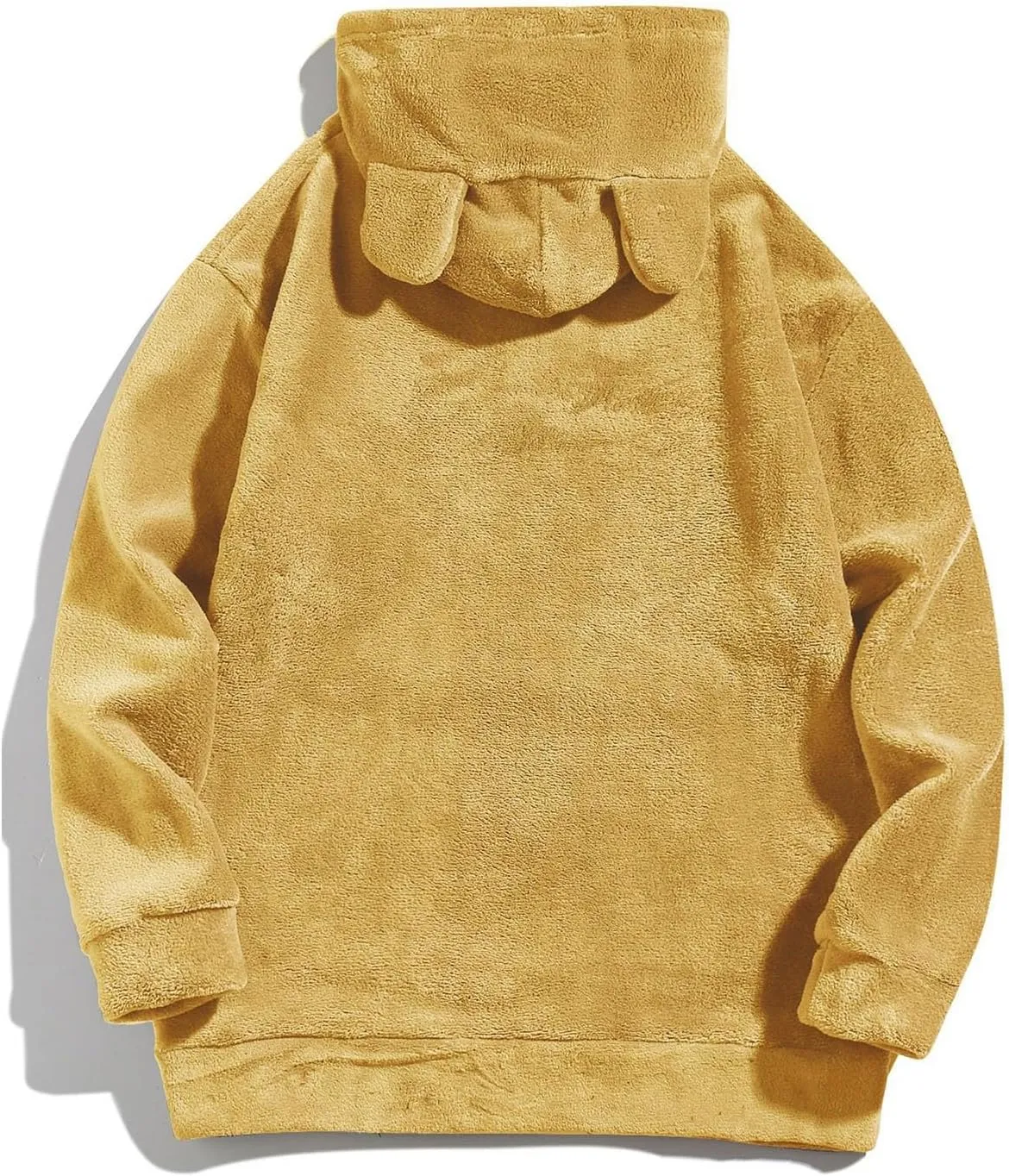 Men's Teddy Bear Ear Hoodies Pullover Oversized Long Sleeve Fuzzy Fleece Hooded Sweatshirts Soft Warm Plush Homewear