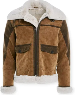 Mens Vienna Bomber Jacket Silhouette Faux Fur_91405 (US, Alpha, X-Large, Regular, Regular, Brown)