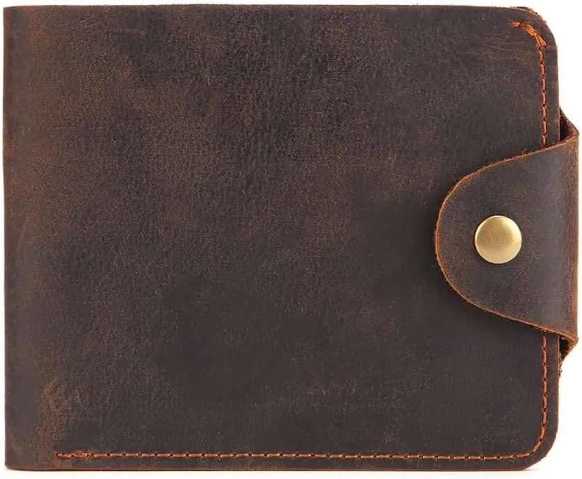 Men's Wallet Mad Horse Layer Cowhide Money Clip Oil Wax Leather Wallet Leather Bag