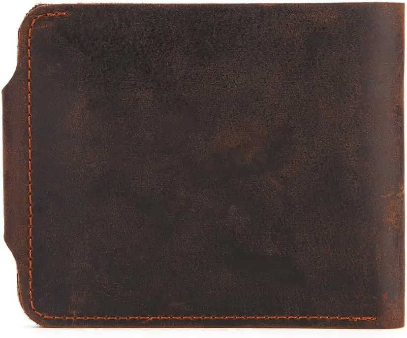 Men's Wallet Mad Horse Layer Cowhide Money Clip Oil Wax Leather Wallet Leather Bag