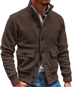 Men's Winter Thick Jacket Large Size Padded Lapel Collar Button Down Long Sleeve Vintage Jackets Causal Hiking Coats