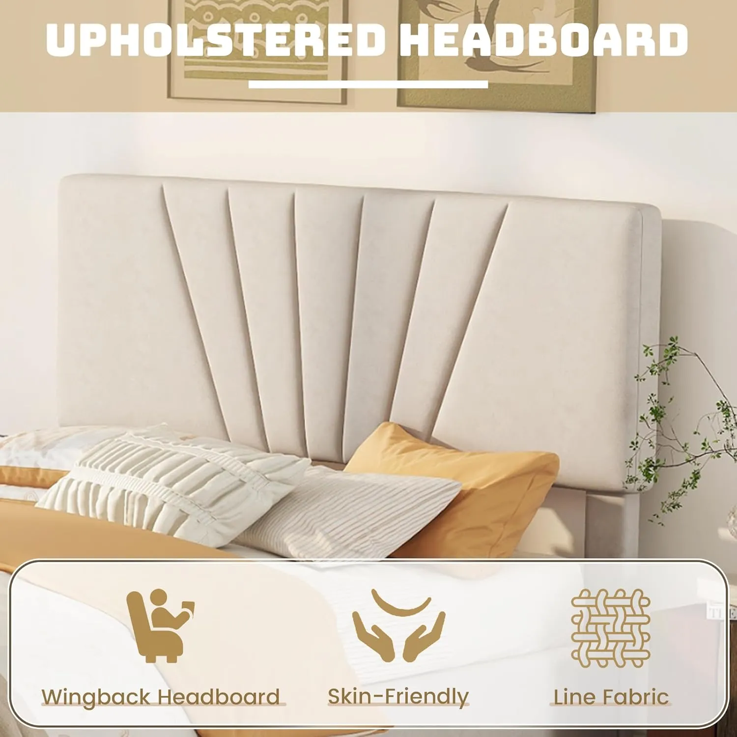 Merax Full Size Frame, Upholstered Platform Bed with Hydraulic Storage Space Headboard, No Box Spring Needed,Easy Assembly, Beige