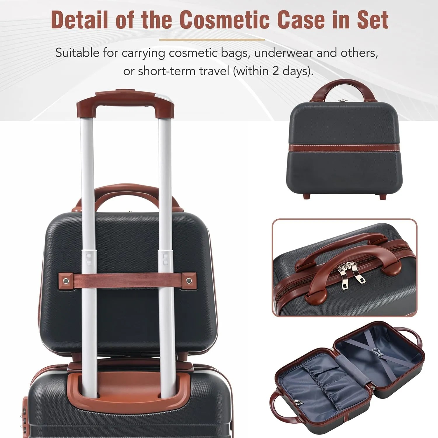 Merax Hardside TSA Lock Carry On Suitcase Luggage, Black   Brown, 20 Inch with 16 Inch Bag