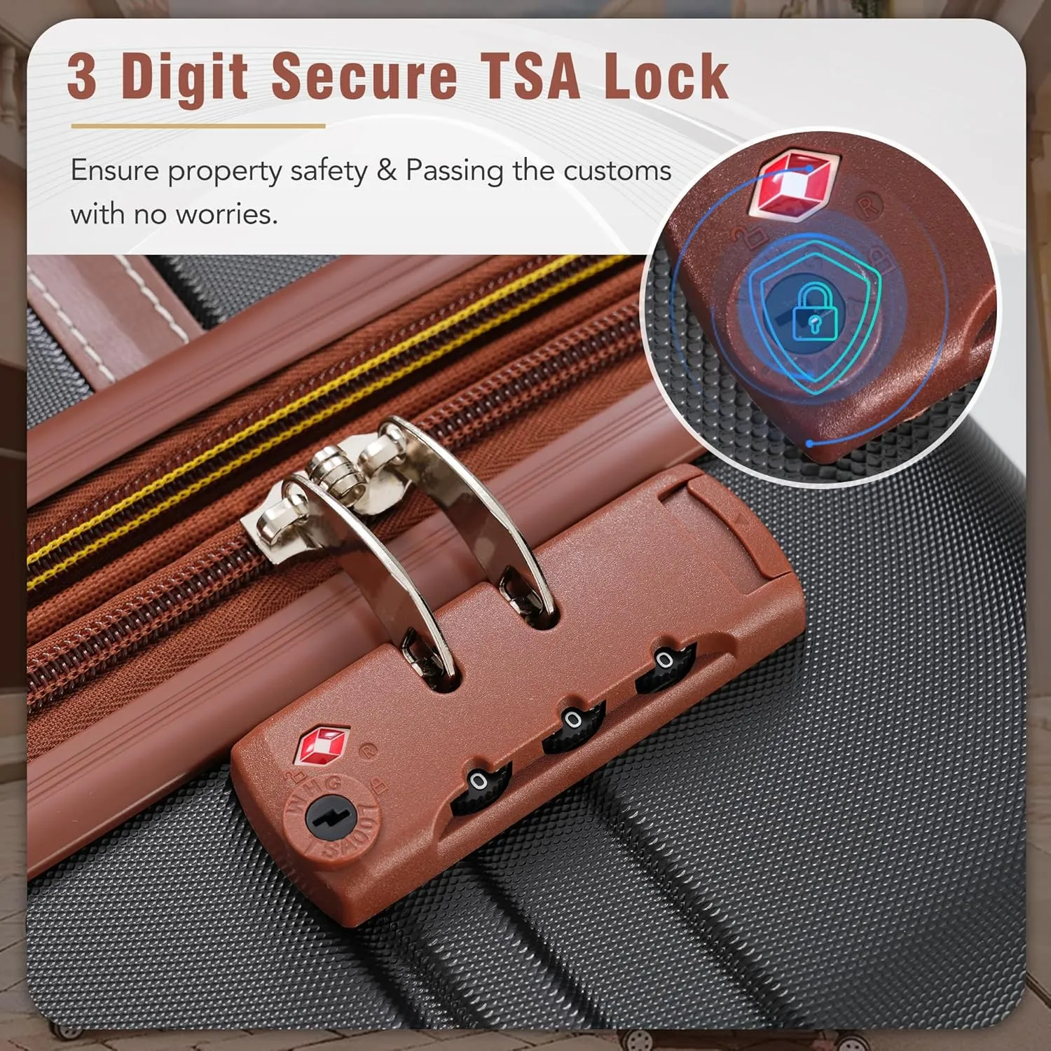 Merax Hardside TSA Lock Carry On Suitcase Luggage, Black   Brown, 20 Inch with 16 Inch Bag