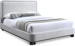 Meridian Furniture B1202Grey-K Nolita Collection Modern | Contemporary King Bed with Soft Light Grey Durable Linen Textured Fabric, Solid Wood Black Finish, 80.5" W x 87.5" D x 47.5" H, Grey, King