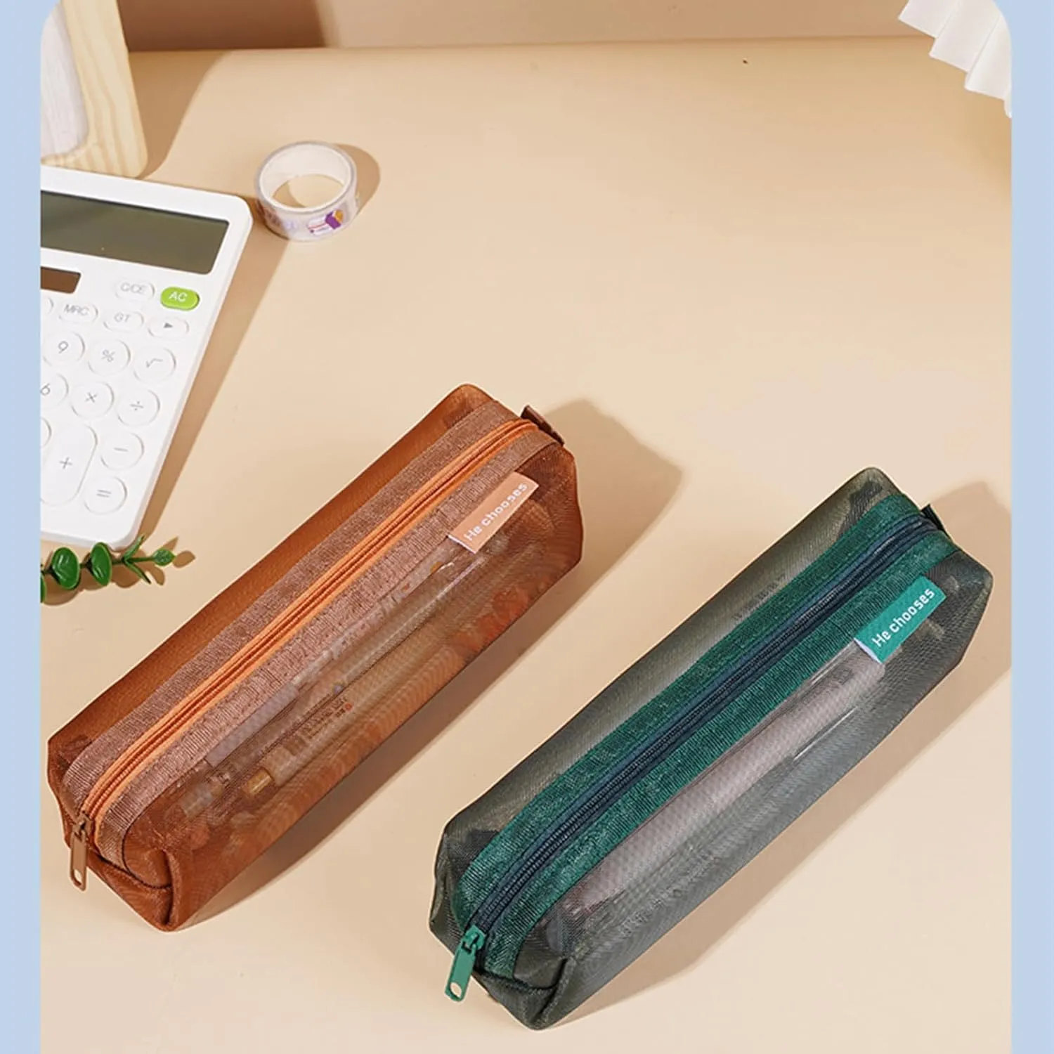 Mesh Cosmetic Bag Portable Clear Makeup Bags Mesh Zipper Pouch for Home Office Travel Accessories Organizer