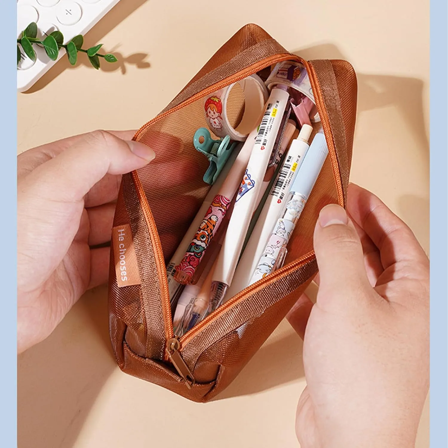 Mesh Cosmetic Bag Portable Clear Makeup Bags Mesh Zipper Pouch for Home Office Travel Accessories Organizer